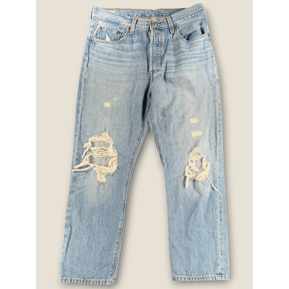 Levis Premium 501 Original Fit Distressed Light Wash Jeans W29 L26 36200-0072 - Picture 1 of 9